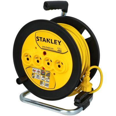 Stanley Przedłużacz Bębnowy 40m 4 Gniazda 16A IP20 Kabel Garaż Budowa Stanley Przedłużacz Bębnowy 40m 4 Gniazda 16A IP20 Kabel Garaż Budowa