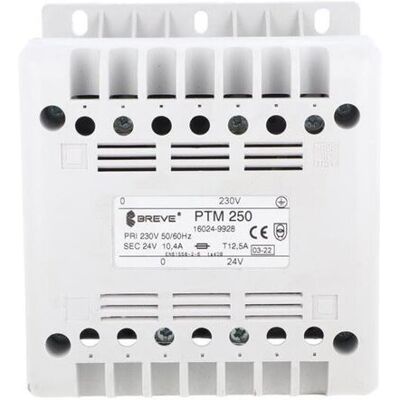 BREVE Transformator 1-fazowy bezpieczeĺ„stwa ptm 250 230/ 24v 10,4a, na szynä™ din, ip21, ta 40, 16024-9928 BREVE Transformator 1-fazowy bezpieczeĺ„stwa ptm 250 230/ 24v 10,4a, na szynä™ din, ip21, ta 40, 16024-9928