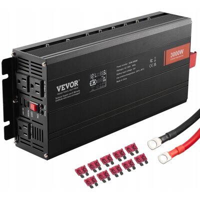 Vevor Falownik Sinusoidalny 3000w Dc 12v Ac 230v Z Lcd 3 Gniazda Usb Typ-C Vevor Falownik Sinusoidalny 3000w Dc 12v Ac 230v Z Lcd 3 Gniazda Usb Typ-C