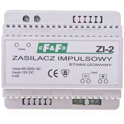 F&F ZI-2 Zasilacz 50W 12V DC na szynę DIN F&F ZI-2 Zasilacz 50W 12V DC na szynę DIN