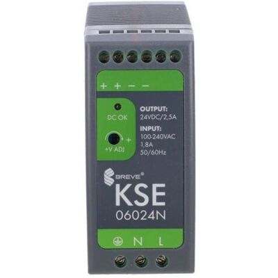 BREVE Zasilacz impulsowy kse 06024p 230/ 24v dc 2,5a 60w na szynä™ din, uzas: 85-264vacvac, ta70, 18924-9990 BREVE Zasilacz impulsowy kse 06024p 230/ 24v dc 2,5a 60w na szynä™ din, uzas: 85-264vacvac, ta70, 18924-9990