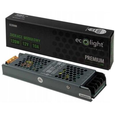 ZASILACZ LED 120W 12V 10A MODUŁOWY SLIM IP20 PREMIUM ECOLIGHT DO TAŚM OPRAW ZASILACZ LED 120W 12V 10A MODUŁOWY SLIM IP20 PREMIUM ECOLIGHT DO TAŚM OPRAW