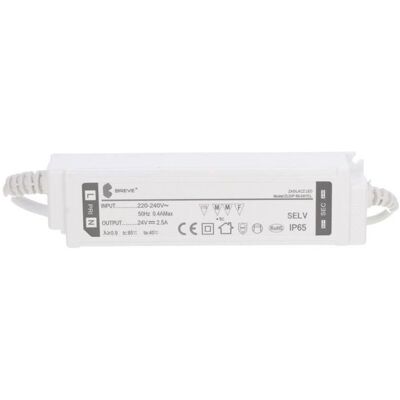BREVE Zasilacz led 24v dc 60w 2,5a ip65 /z zabezpieczeniami/ zldp 60-24ycl 19724-9022 BREVE Zasilacz led 24v dc 60w 2,5a ip65 /z zabezpieczeniami/ zldp 60-24ycl 19724-9022