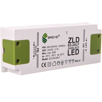 BREVE Zasilacz Led 24v Dc 65w Zld 65-24lf 2,7a 19724-9013 BREVE Zasilacz Led 24v Dc 65w Zld 65-24lf 2,7a 19724-9013