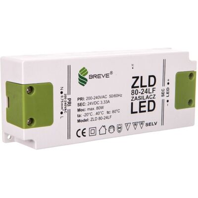 BREVE Zasilacz Led 24v Dc 80w Zld 80-24lf 3,3a 19724-9012 BREVE Zasilacz Led 24v Dc 80w Zld 80-24lf 3,3a 19724-9012