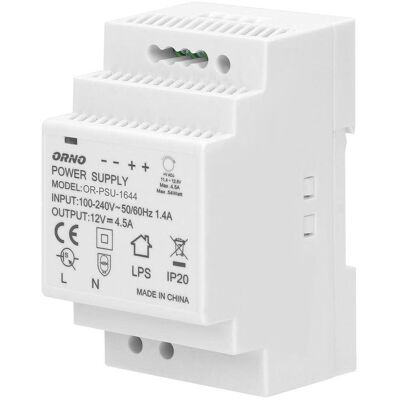 Orno Polska Zasilacz na szynę DIN 12VDC 4,5A 54W OR-PSU-1644 Orno Polska Zasilacz na szynę DIN 12VDC 4,5A 54W OR-PSU-1644