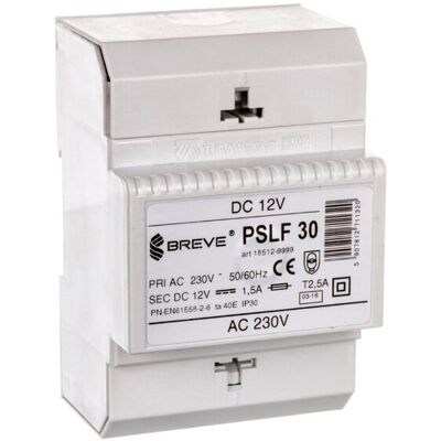 BREVE Zasilacz transformatorowy PSLF 30 230VAC/12VDC 18W 1,5A /z filtrem/ 18512-9999 BREVE Zasilacz transformatorowy PSLF 30 230VAC/12VDC 18W 1,5A /z filtrem/ 18512-9999