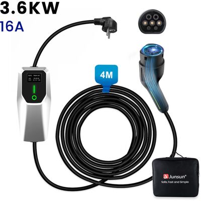 Junsun Mobilna Ładowarka Ev Type 2 3,5 Kw 16 A Schuko, Timer 10 H, Lcd, Kabel 4 M Junsun Mobilna Ładowarka Ev Type 2 3,5 Kw 16 A Schuko, Timer 10 H, Lcd, Kabel 4 M
