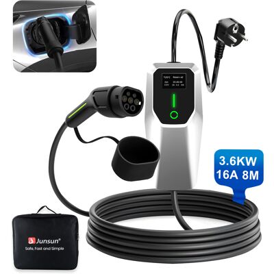 Junsun Mobilna Ładowarka Ev Type 2 3,5 Kw 16 A Schuko, Timer 10 H, Lcd, Kabel 8 M Junsun Mobilna Ładowarka Ev Type 2 3,5 Kw 16 A Schuko, Timer 10 H, Lcd, Kabel 8 M