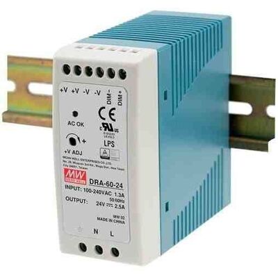 MEAN WELL Zasilacz Dra-60-24 60w 24v 2.5a Szyna Din MEAN WELL Zasilacz Dra-60-24 60w 24v 2.5a Szyna Din