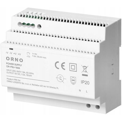 Inny producent Zasilacz Na Szynę Din Transformator Regulowany 12v Dc 11,3a 135,6w / Orno Inny producent Zasilacz Na Szynę Din Transformator Regulowany 12v Dc 11,3a 135,6w / Orno