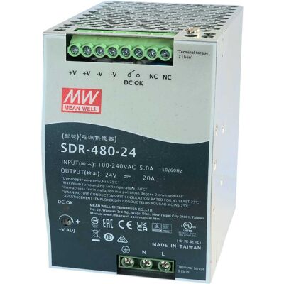 MEAN WELL Zasilacz Sdr-480-24 480w 24v 20a Szyna Din MEAN WELL Zasilacz Sdr-480-24 480w 24v 20a Szyna Din