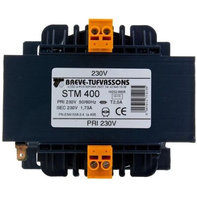 BREVE Transformator 1-fazowy separacyjny stm 400 230/230v 1,7a, ta 40, 16252-9908 BREVE Transformator 1-fazowy separacyjny stm 400 230/230v 1,7a, ta 40, 16252-9908