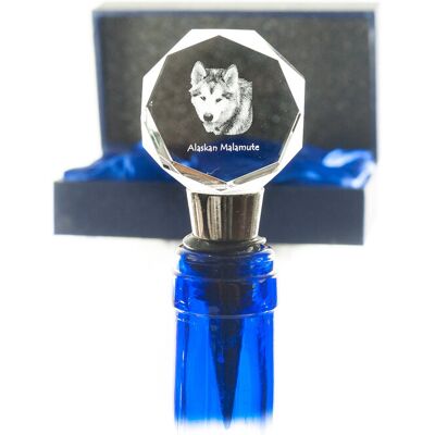 Alaskan Malamute - zatyczka do butelki, kryształowy korek do wina ze zdjęciem, personalizowany prezent dla barmana marki Art-Dog Alaskan Malamute - zatyczka do butelki, kryształowy korek do wina ze zdjęciem, personalizowany prezent dla barmana marki Art-Dog