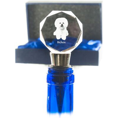 Bichon Frise, Tenerife Dog - zatyczka do butelki, kryształowy korek do wina ze zdjęciem, personalizowany prezent dla barmana marki Art-Dog Bichon Frise, Tenerife Dog - zatyczka do butelki, kryształowy korek do wina ze zdjęciem, personalizowany prezent dla barmana marki Art-Dog