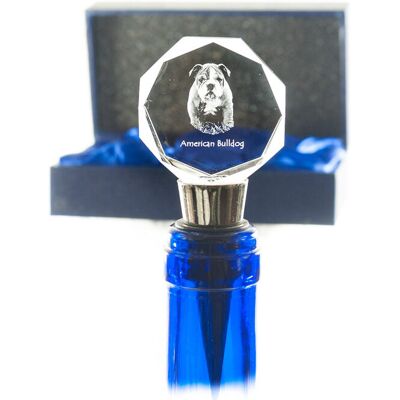 Buldog amerykański - zatyczka do butelki, kryształowy korek do wina ze zdjęciem, personalizowany prezent dla barmana marki Art-Dog Buldog amerykański - zatyczka do butelki, kryształowy korek do wina ze zdjęciem, personalizowany prezent dla barmana marki Art-Dog