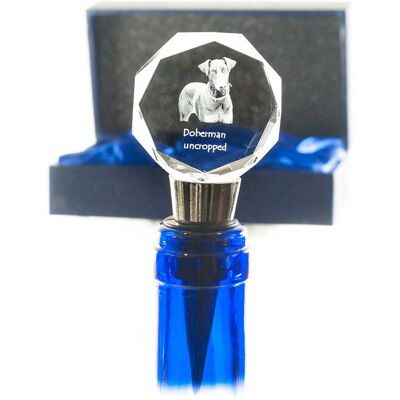 Doberman, Dobermann I - zatyczka do butelki, kryształowy korek do wina ze zdjęciem, personalizowany prezent dla barmana marki Art-Dog Doberman, Dobermann I - zatyczka do butelki, kryształowy korek do wina ze zdjęciem, personalizowany prezent dla barmana marki Art-Dog