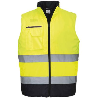 Portwest Dwukolorowy ocieplacz ostrzegawczy Żółty Granat XL Portwest Dwukolorowy ocieplacz ostrzegawczy Żółty Granat XL