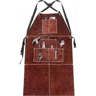 Yorbay - Leren Lasjas - Brązowy - 105 x 60 cm - Apron Yorbay - Leren Lasjas - Brązowy - 105 x 60 cm - Apron