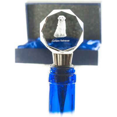 Golden Retriever - zatyczka do butelki, kryształowy korek do wina ze zdjęciem, personalizowany prezent dla barmana marki Art-Dog Golden Retriever - zatyczka do butelki, kryształowy korek do wina ze zdjęciem, personalizowany prezent dla barmana marki Art-Dog