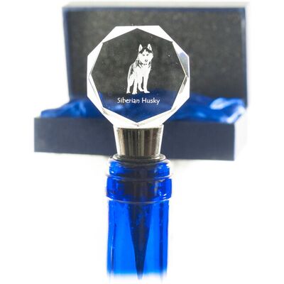Husky syberyjski, Siberian Husky - zatyczka do butelki, kryształowy korek do wina ze zdjęciem, personalizowany prezent dla barmana marki Art-Dog Husky syberyjski, Siberian Husky - zatyczka do butelki, kryształowy korek do wina ze zdjęciem, personalizowany prezent dla barmana marki Art-Dog