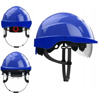 PROTEKT KASK OCHRONNY HEŁM ATRA 20 Z OKULARAMI NIEBIESKI Z OSŁONĄ OCHRONĄ OCZU PROTEKT KASK OCHRONNY HEŁM ATRA 20 Z OKULARAMI NIEBIESKI Z OSŁONĄ OCHRONĄ OCZU