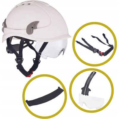 Cerva KASK OCHRONNY HEŁM WENTYLOWANY Z OKULARAMI BIAŁY KASK BUDOWLANY BHP LEKKI Cerva KASK OCHRONNY HEŁM WENTYLOWANY Z OKULARAMI BIAŁY KASK BUDOWLANY BHP LEKKI