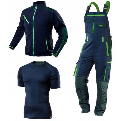 NEO TOOLS Komplet męskiej odzieży roboczej BHP: ogrodniczki + polar + t-shirt, rozmiar S, NEO NEO TOOLS Komplet męskiej odzieży roboczej BHP: ogrodniczki + polar + t-shirt, rozmiar S, NEO