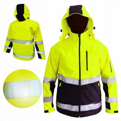 Consorte Kurtka męska robocza SOFTSHELL Odblaskowa Wodoodporna żółta z Kapturem XL Consorte Kurtka męska robocza SOFTSHELL Odblaskowa Wodoodporna żółta z Kapturem XL