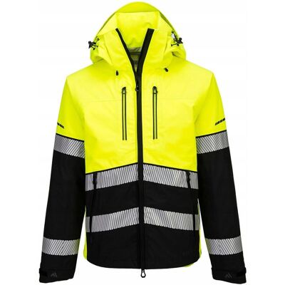 Portwest Kurtka ostrzegawcza przeciwdeszczowa EV4, kolor żółty/czarny, rozmiar XXL Portwest Kurtka ostrzegawcza przeciwdeszczowa EV4, kolor żółty/czarny, rozmiar XXL