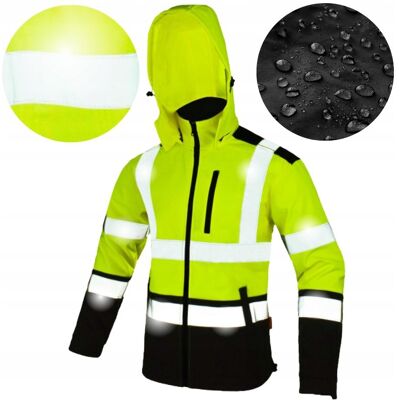 inna (Inny) Kurtka robocza męska SOFTSHELL WODOODPORNA Odblaskowa żółta z Kapturem XL inna (Inny) Kurtka robocza męska SOFTSHELL WODOODPORNA Odblaskowa żółta z Kapturem XL