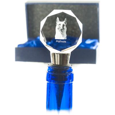 Malinois Owczarek belgijski - zatyczka do butelki, kryształowy korek do wina ze zdjęciem, personalizowany prezent dla barmana marki Art-Dog Malinois Owczarek belgijski - zatyczka do butelki, kryształowy korek do wina ze zdjęciem, personalizowany prezent dla barmana marki Art-Dog