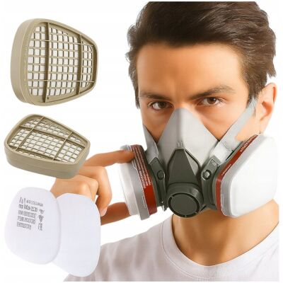 Inny producent Maska Lakiernicza Półmaska Ochronna Przeciwpyłowa Uniwersalna Filtry Wkłady Inny producent Maska Lakiernicza Półmaska Ochronna Przeciwpyłowa Uniwersalna Filtry Wkłady