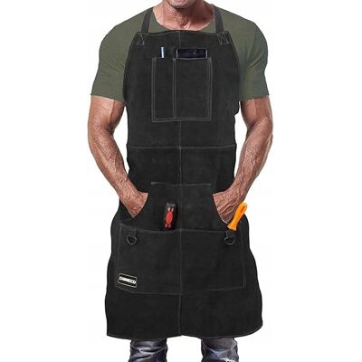 Inny producent Ognioodporny Fartuch Skórzany do Warsztatu regulowany rozmiar ciemny brąz Inny producent Ognioodporny Fartuch Skórzany do Warsztatu regulowany rozmiar ciemny brąz