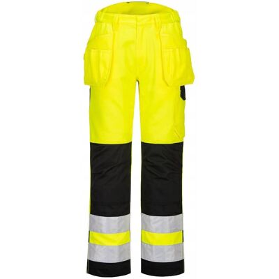Portwest Spodnie robocze ostrzegawcze PW2, kolor żółty/czarny, rozmiar 32 Portwest Spodnie robocze ostrzegawcze PW2, kolor żółty/czarny, rozmiar 32