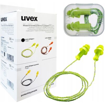 Zatyczki do uszu uvex whisper+ z żyłką etui 50 par Zatyczki do uszu uvex whisper+ z żyłką etui 50 par