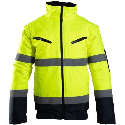 Inny producent ZIMOWA kurtka ROBOCZA OCIEPLANA 2w1 odblaskowa kaptur Bomber OAB2 żół M Inny producent ZIMOWA kurtka ROBOCZA OCIEPLANA 2w1 odblaskowa kaptur Bomber OAB2 żół M