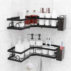 Inny producent 2x PÓŁKA ŁAZIENKOWA NAROŻNA WISZĄCA POD PRYSZNIC BEZ WIERCENIA CZARNA LOFT Inny producent 2x PÓŁKA ŁAZIENKOWA NAROŻNA WISZĄCA POD PRYSZNIC BEZ WIERCENIA CZARNA LOFT