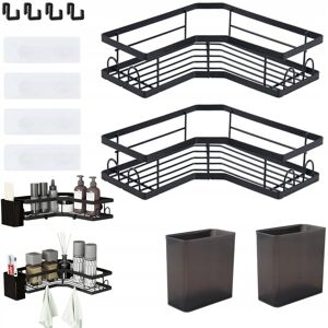 Inny producent 2X PÓŁKA ŁAZIENKOWA NAROŻNA WISZĄCA POD PRYSZNIC CZARNA LOFT BEZ WIERCENIA Inny producent 2X PÓŁKA ŁAZIENKOWA NAROŻNA WISZĄCA POD PRYSZNIC CZARNA LOFT BEZ WIERCENIA