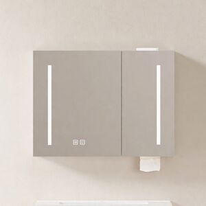 Yulinland 80 cm Stylowa szafka lustrzana LED, szafka ścienna – Szafka z lustrem z miejscem do przechowywania do łazienki, salonu i sypialni Yulinland 80 cm Stylowa szafka lustrzana LED, szafka ścienna – Szafka z lustrem z miejscem do przechowywania do łazienki, salonu i sypialni