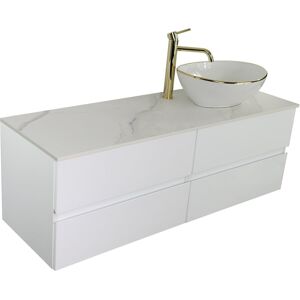 MEBLICO BIAŁY LAKIEROWANY ZESTAW POD UMYWALKĘ 120 CM BLAT HPL BIAŁY MARMUR MEBLICO BIAŁY LAKIEROWANY ZESTAW POD UMYWALKĘ 120 CM BLAT HPL BIAŁY MARMUR