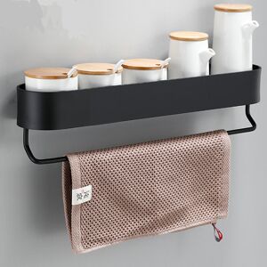 Arhatreya PÓŁKA ŁAZIENKOWA POD PRYSZNIC WISZĄCA CZARNA Samoprzylepne+dziurkowane 50cm Arhatreya PÓŁKA ŁAZIENKOWA POD PRYSZNIC WISZĄCA CZARNA Samoprzylepne+dziurkowane 50cm