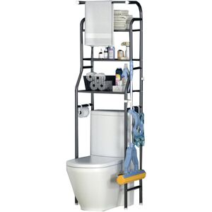 PerfectLife Półka Nad Wc Stojak Do Łazienki Szafka Łazienkowa Czarna PerfectLife Półka Nad Wc Stojak Do Łazienki Szafka Łazienkowa Czarna