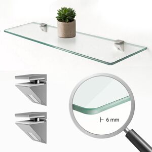 Tulup Półka ze szkła na uchwytach do łazienki - 80x13 cm Tulup Półka ze szkła na uchwytach do łazienki - 80x13 cm
