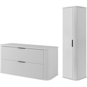 Inny producent SZAFKA 100 CM + SŁUPEK 139 CM ZESTAW ŁAZIENKOWY WISZĄCY BIAŁY FRONTY MDF Inny producent SZAFKA 100 CM + SŁUPEK 139 CM ZESTAW ŁAZIENKOWY WISZĄCY BIAŁY FRONTY MDF