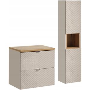 Comad Szafka łazienkowa 60 cm blat dąb kaszmir słupek ciche domykanie Comad Szafka łazienkowa 60 cm blat dąb kaszmir słupek ciche domykanie