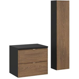 Comad Szafka łazienkowa 60 cm Dąb Casella z blatem i wysoką szafką Comad Szafka łazienkowa 60 cm Dąb Casella z blatem i wysoką szafką