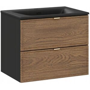 Comad Szafka łazienkowa 60 cm z czarną umywalką Dąb Casella czarny Comad Szafka łazienkowa 60 cm z czarną umywalką Dąb Casella czarny