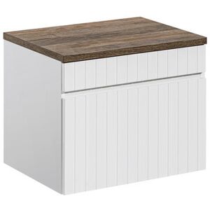 Szafka Łazienkowa Biała Z Drewnianym Blatem 60X45 Comad Szafka Łazienkowa Biała Z Drewnianym Blatem 60X45 Comad