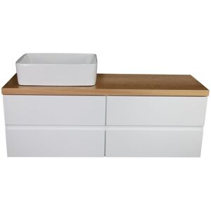 MEBLICO SZAFKA ŁAZIENKOWA MDF Z DREWNIANYM BLATEM 120 CM BIAŁY LAKIER MDF MEBLICO SZAFKA ŁAZIENKOWA MDF Z DREWNIANYM BLATEM 120 CM BIAŁY LAKIER MDF